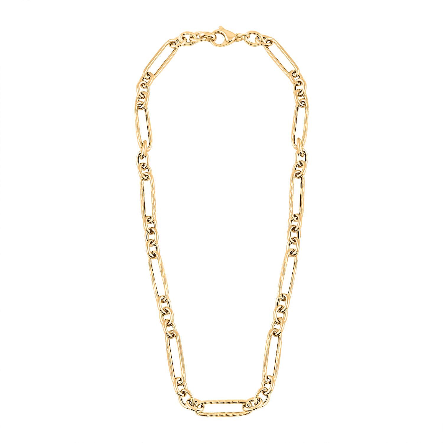 Italian 14K Yellow Gold Over Sterling Silver Oval Link Necklace 18 Inches 14.40 Grams