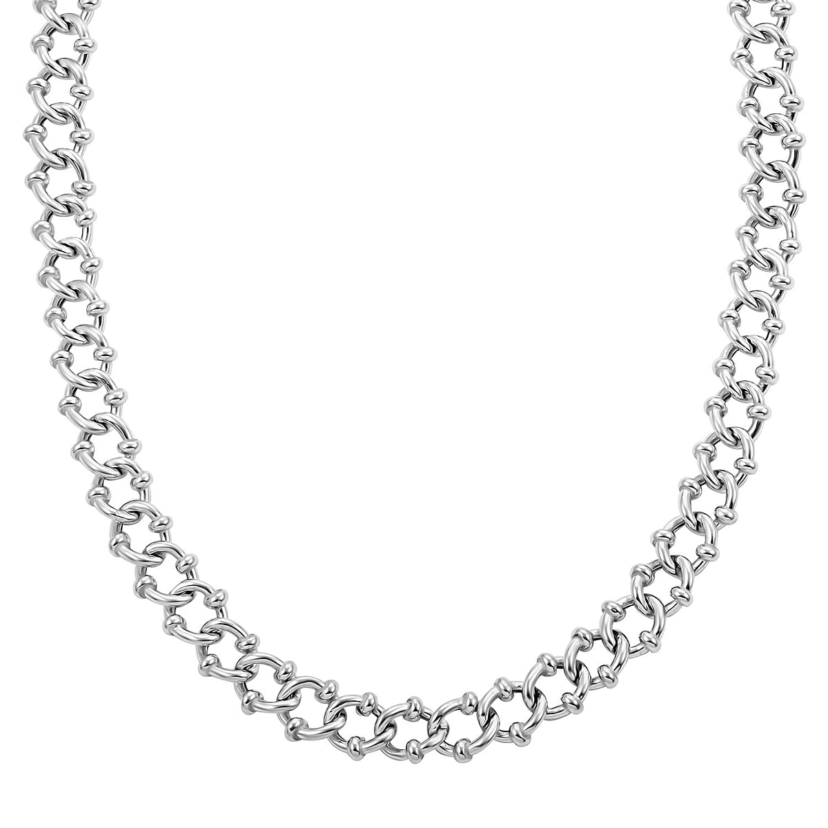 Italian Sterling Silver Fancy Curb Link Necklace 20 Inches 49 Grams image number 0