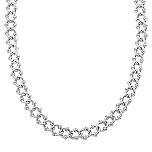 Italian Sterling Silver Fancy Curb Link Necklace 20 Inches 49 Grams