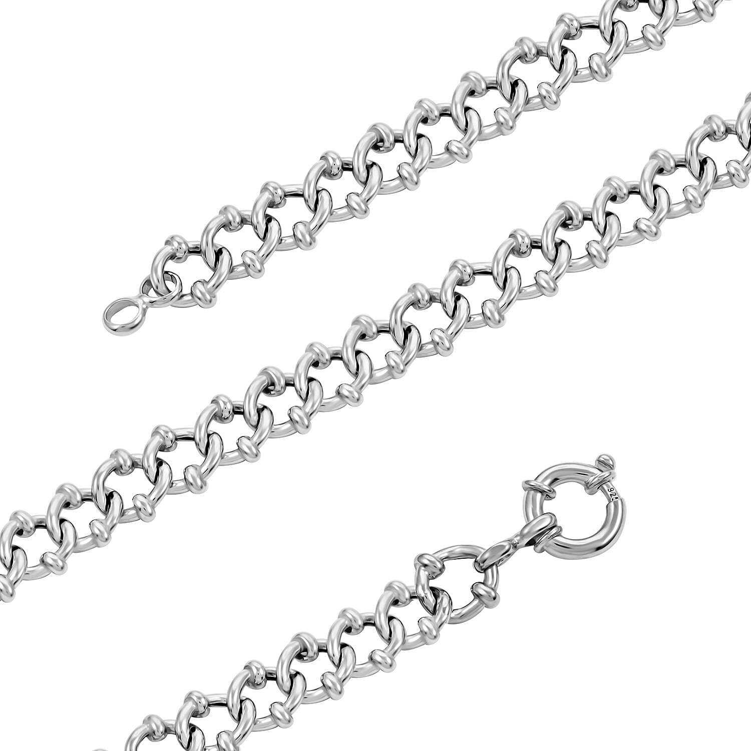 Italian Sterling Silver Fancy Curb Link Necklace 20 Inches 49 Grams