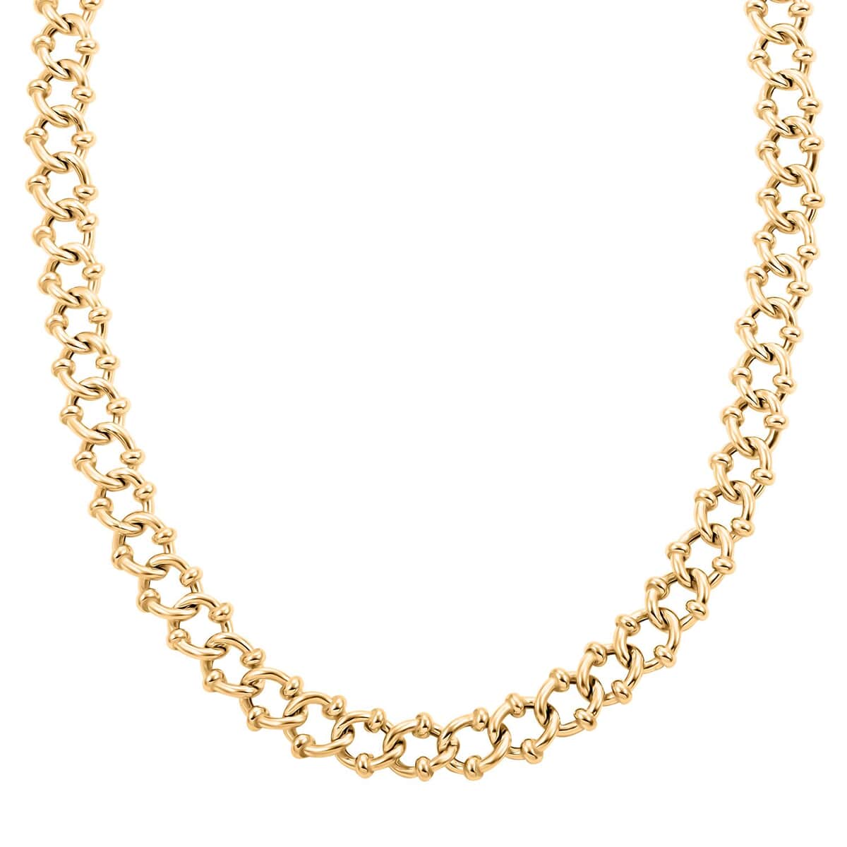 Italian 14K Yellow Gold Over Sterling Silver Fancy Curb Link Necklace 20 Inches 48.50 Grams image number 0