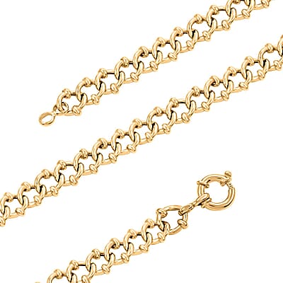 Italian 14K Yellow Gold Over Sterling Silver Fancy Curb Link Necklace 20 Inches 48.50 Grams
