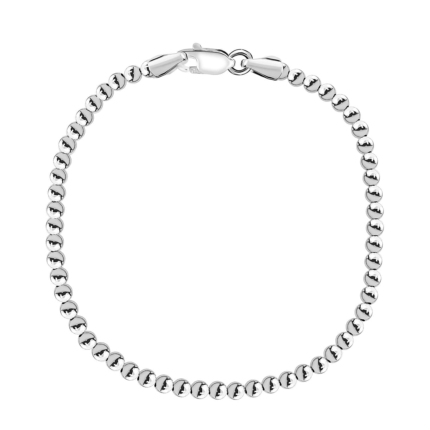Italian Sterling Silver Beaded Bracelet (7.00 In) 4.95 Grams