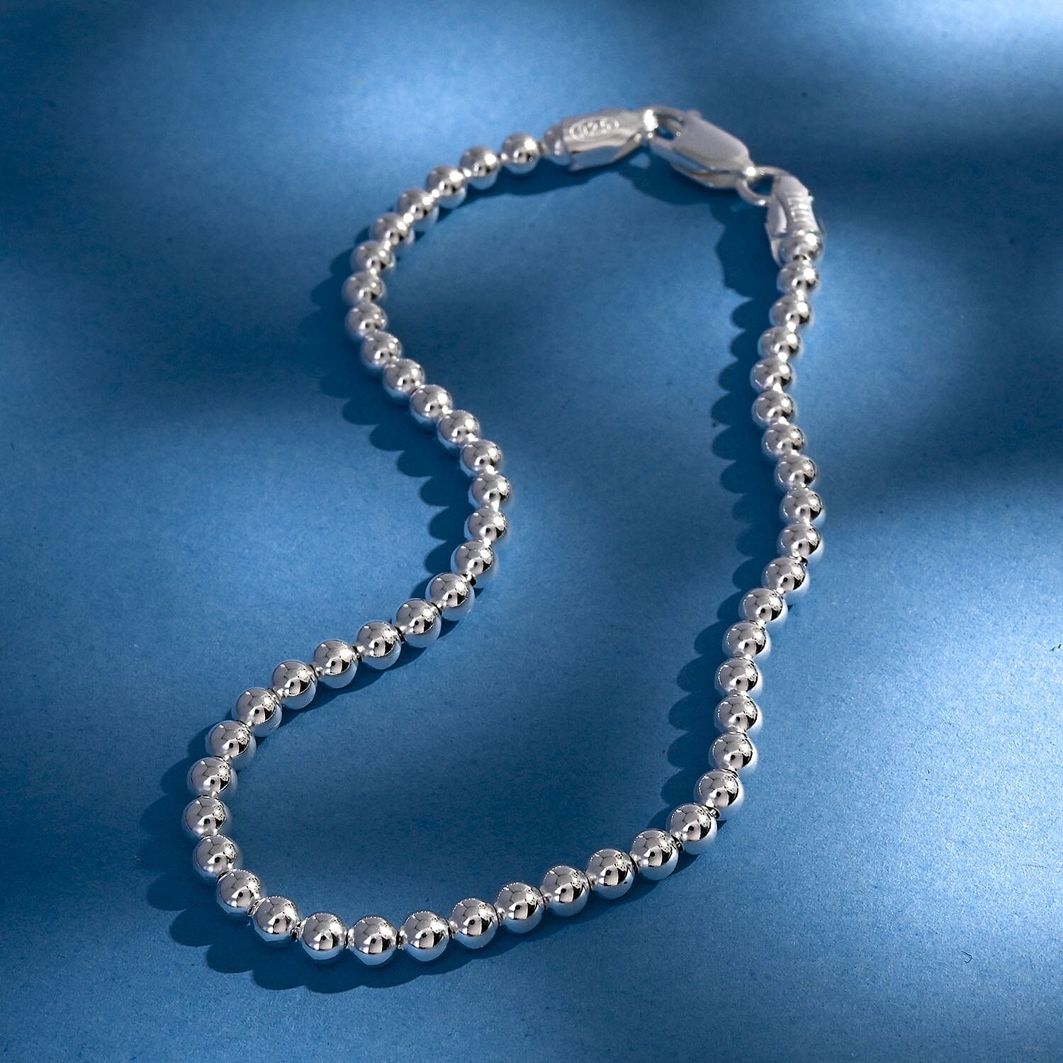 Italian Sterling Silver Beaded Bracelet (7.00 In) 4.95 Grams