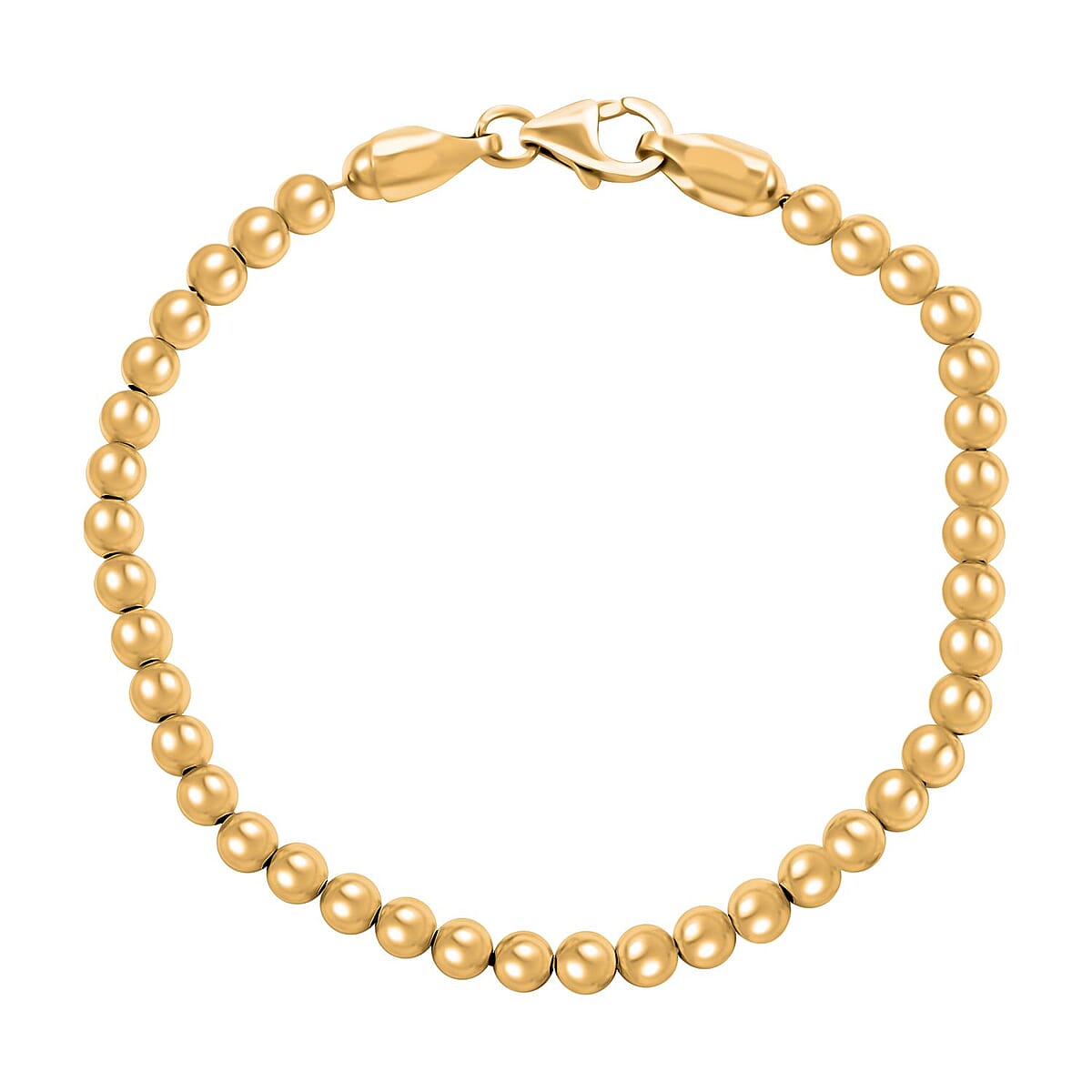 Italian 14K Yellow Gold Over Sterling Silver Beaded Bracelet (7.00 In) 7.10 Grams image number 0
