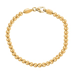 Italian 14K Yellow Gold Over Sterling Silver Beaded Bracelet (7.00 In) 7.10 Grams