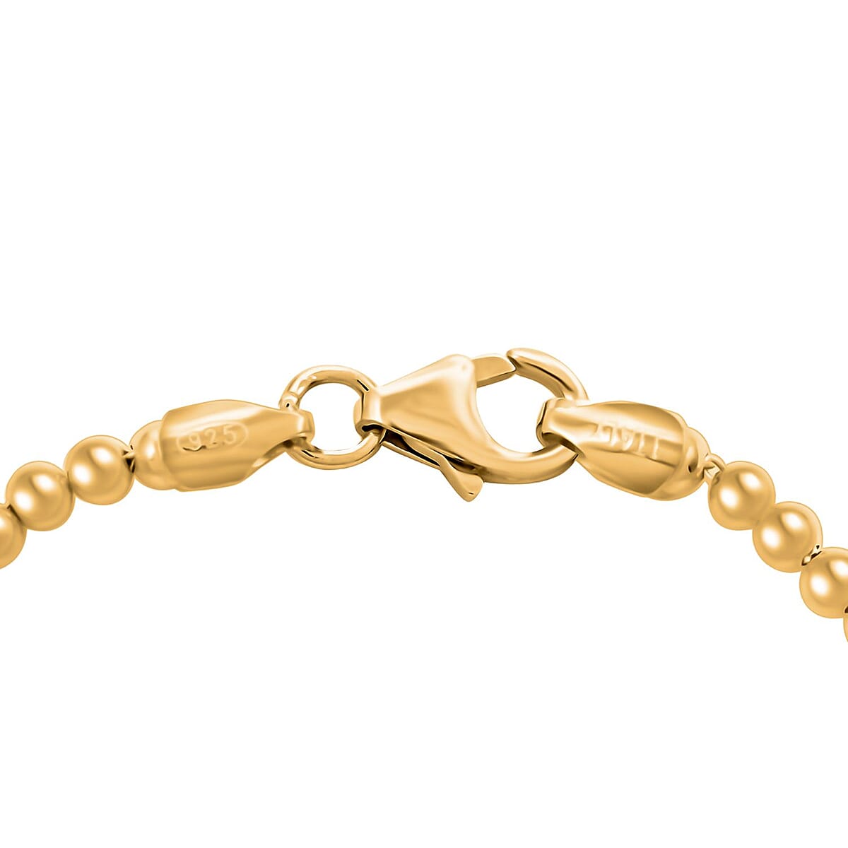 Italian 14K Yellow Gold Over Sterling Silver Beaded Bracelet (7.00 In) 7.10 Grams image number 3