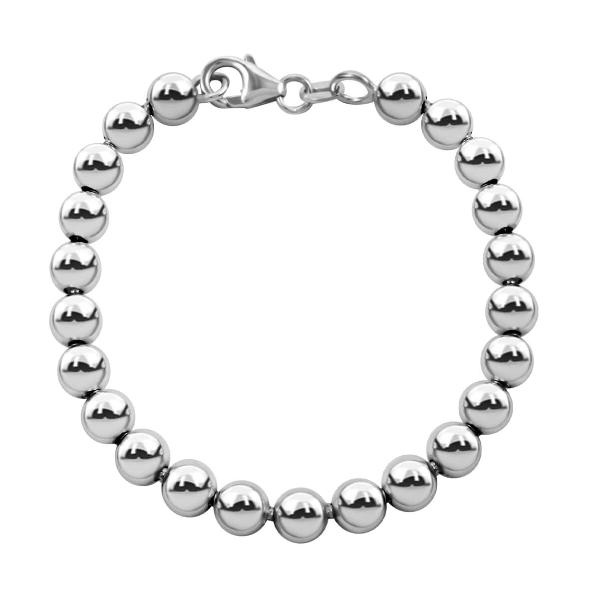 Italian Sterling Silver Beaded Bracelet (7.00 In) 10 Grams image number 0