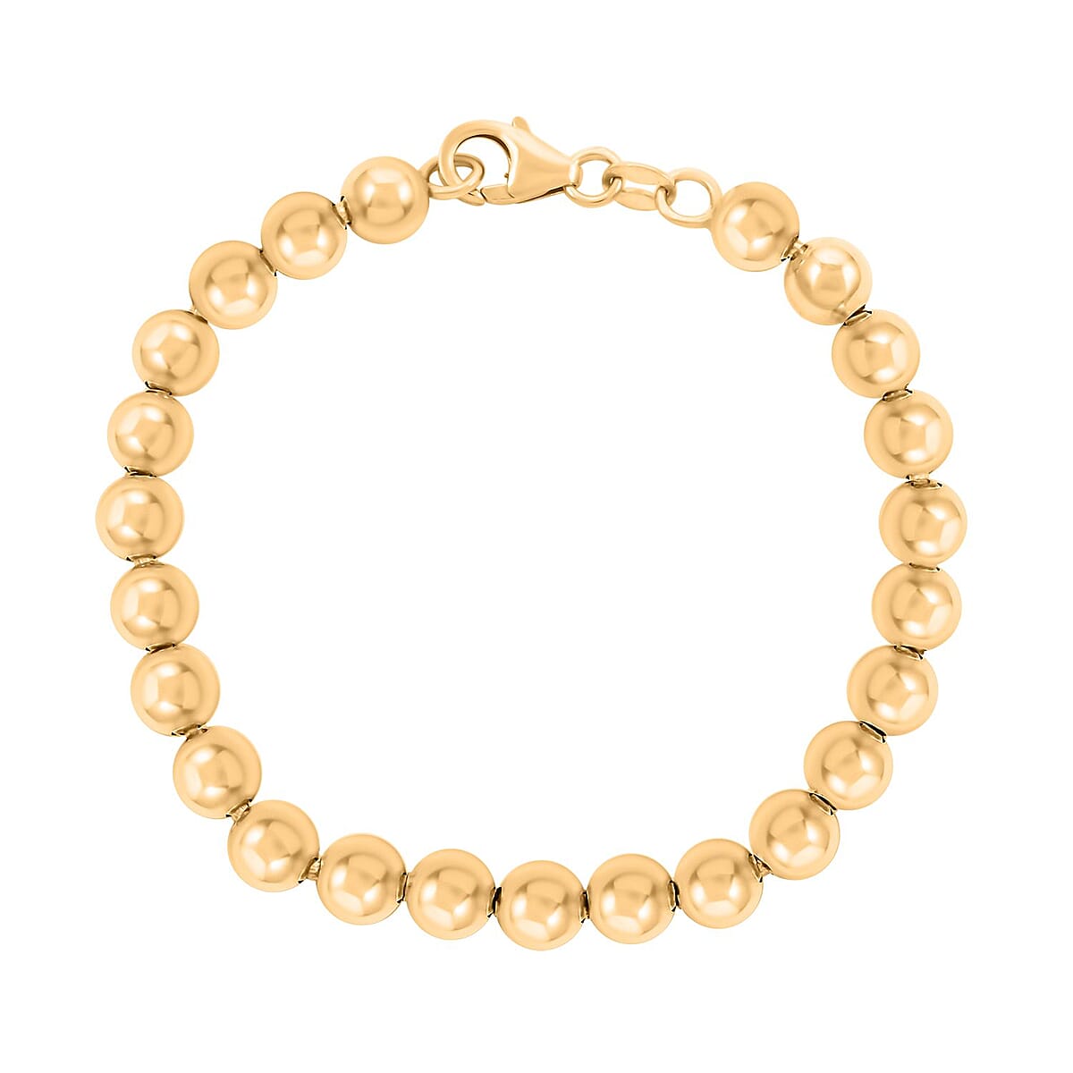 Italian 14K Yellow Gold Over Sterling Silver Beaded Bracelet (7.00 In) 9.90 Grams image number 0