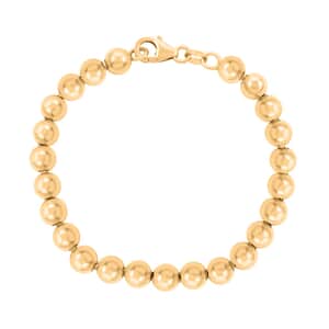 Italian 14K Yellow Gold Over Sterling Silver Beaded Bracelet (7.00 In) 9.90 Grams