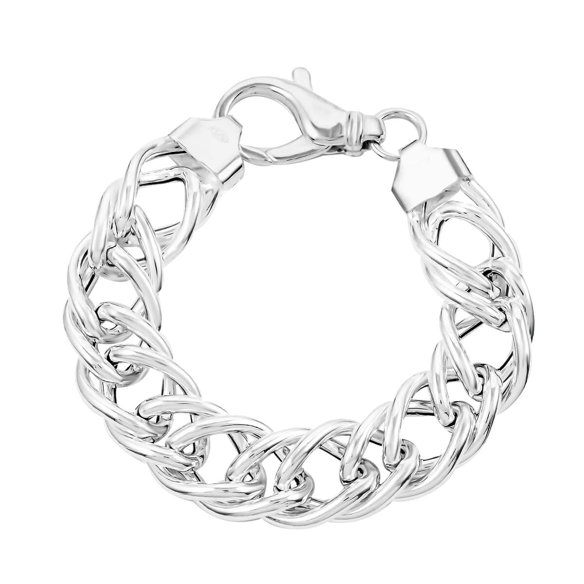 Italian Sterling Silver Double Curb Link Bracelet (7.50 In) 36.60 Grams image number 0