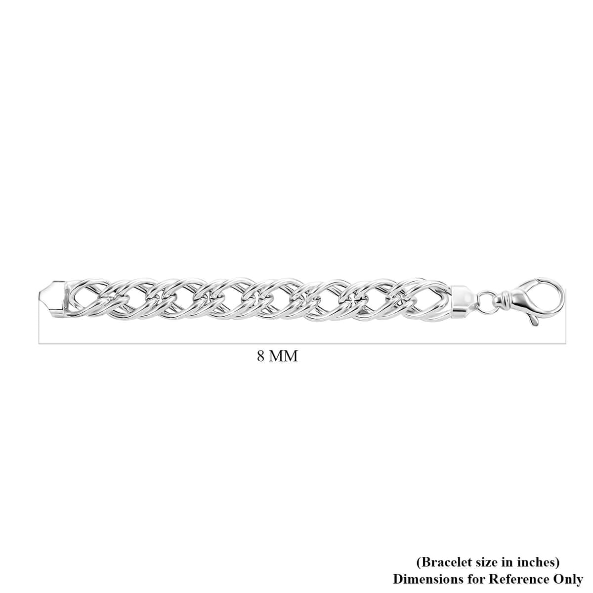 Italian Sterling Silver Double Curb Link Bracelet (7.50 In) 36.60 Grams image number 4