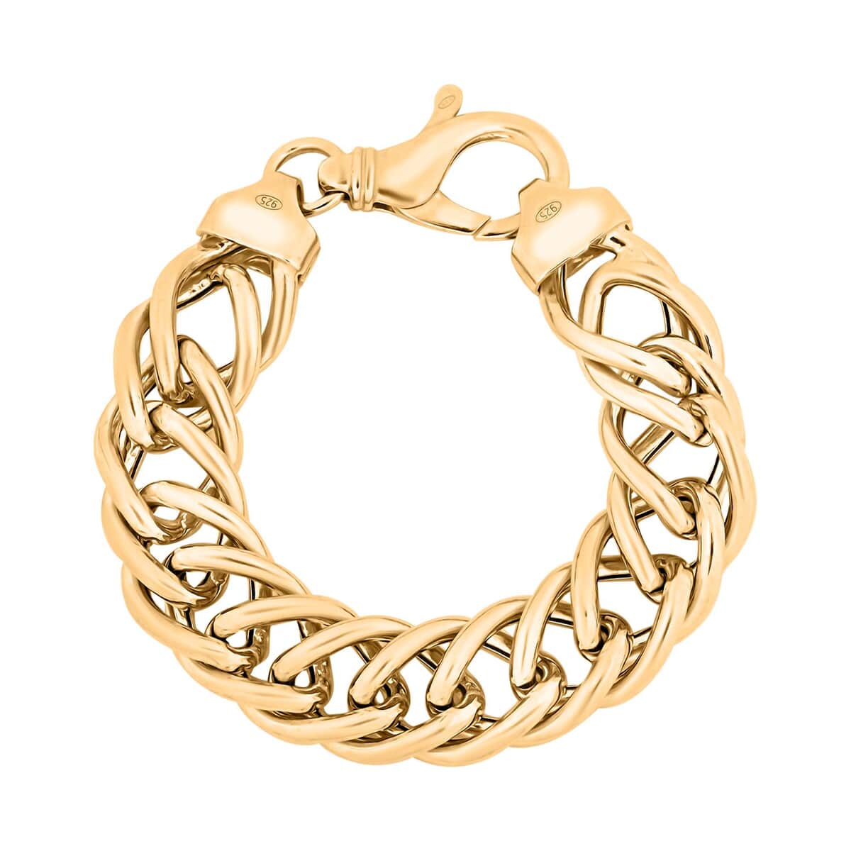 Italian 14K Yellow Gold Over Sterling Silver Double Curb Link Bracelet (7.50 In) 36.55 Grams image number 0