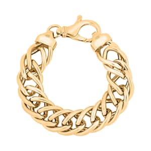 Italian 14K Yellow Gold Over Sterling Silver Double Curb Link Bracelet (7.50 In) 36.55 Grams