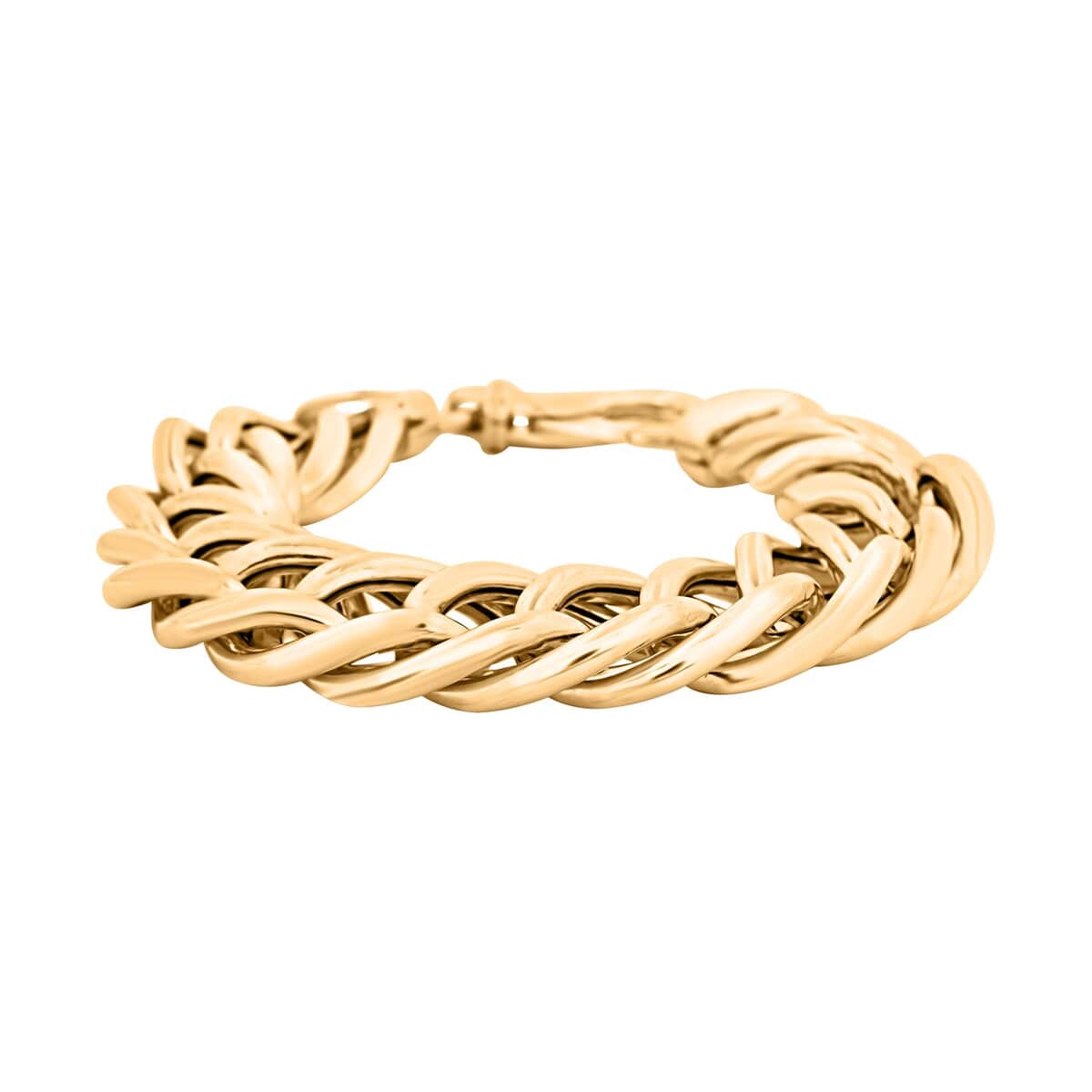 Italian 14K Yellow Gold Over Sterling Silver Double Curb Link Bracelet (7.50 In) 36.55 Grams image number 2