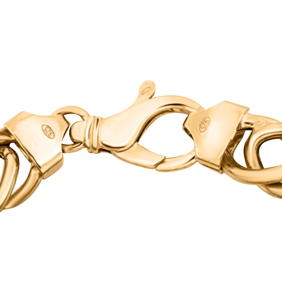 Italian 14K Yellow Gold Over Sterling Silver Double Curb Link Bracelet (7.50 In) 36.55 Grams image number 4