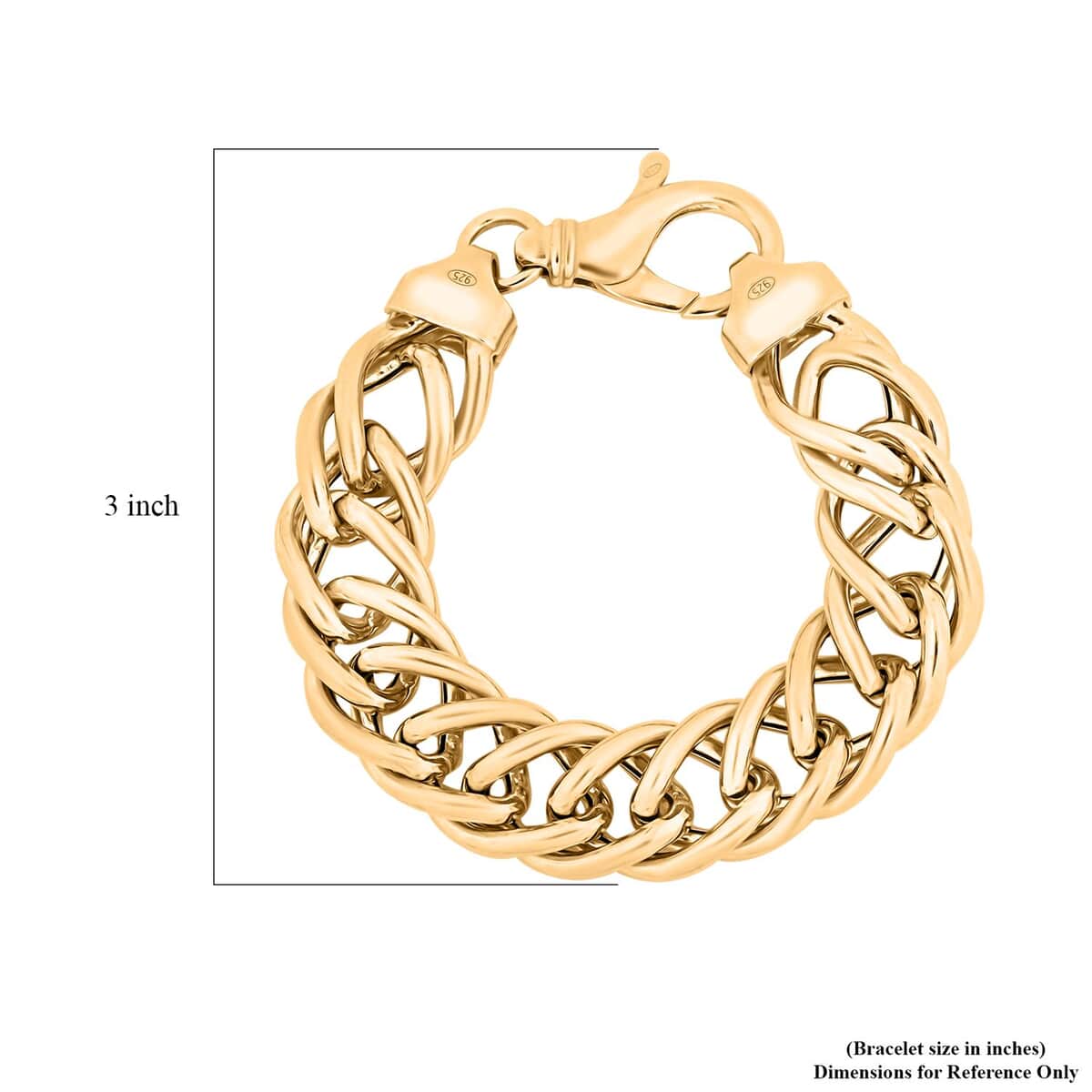 Italian 14K Yellow Gold Over Sterling Silver Double Curb Link Bracelet (7.50 In) 36.55 Grams image number 5