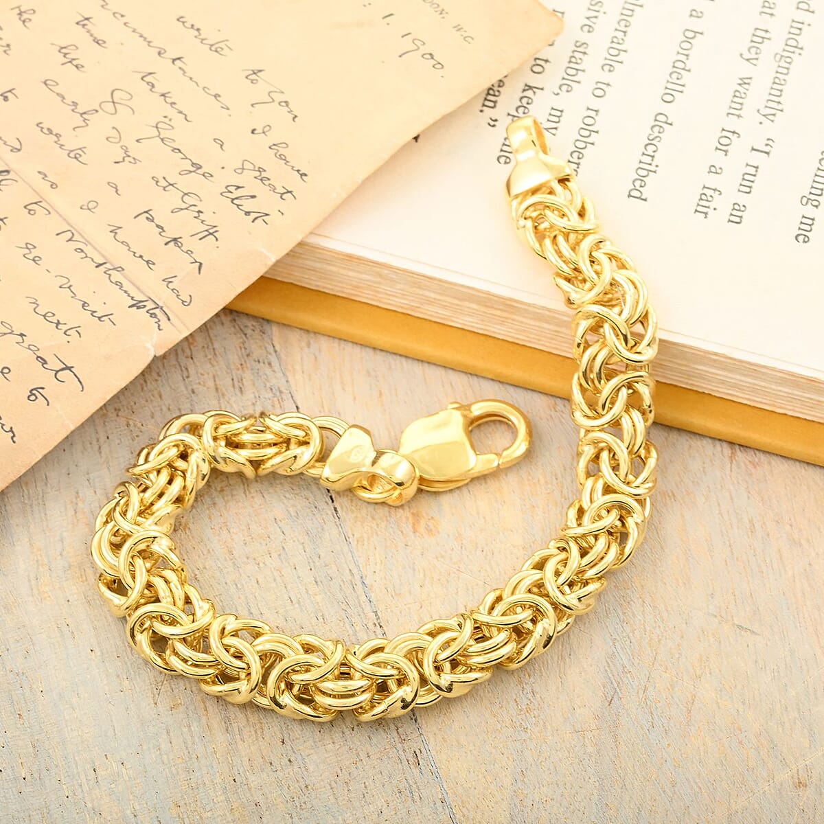 Italian 14K Yellow Gold Over Sterling Silver Byzantine Bracelet (7.50 In) 18.75 Grams image number 1
