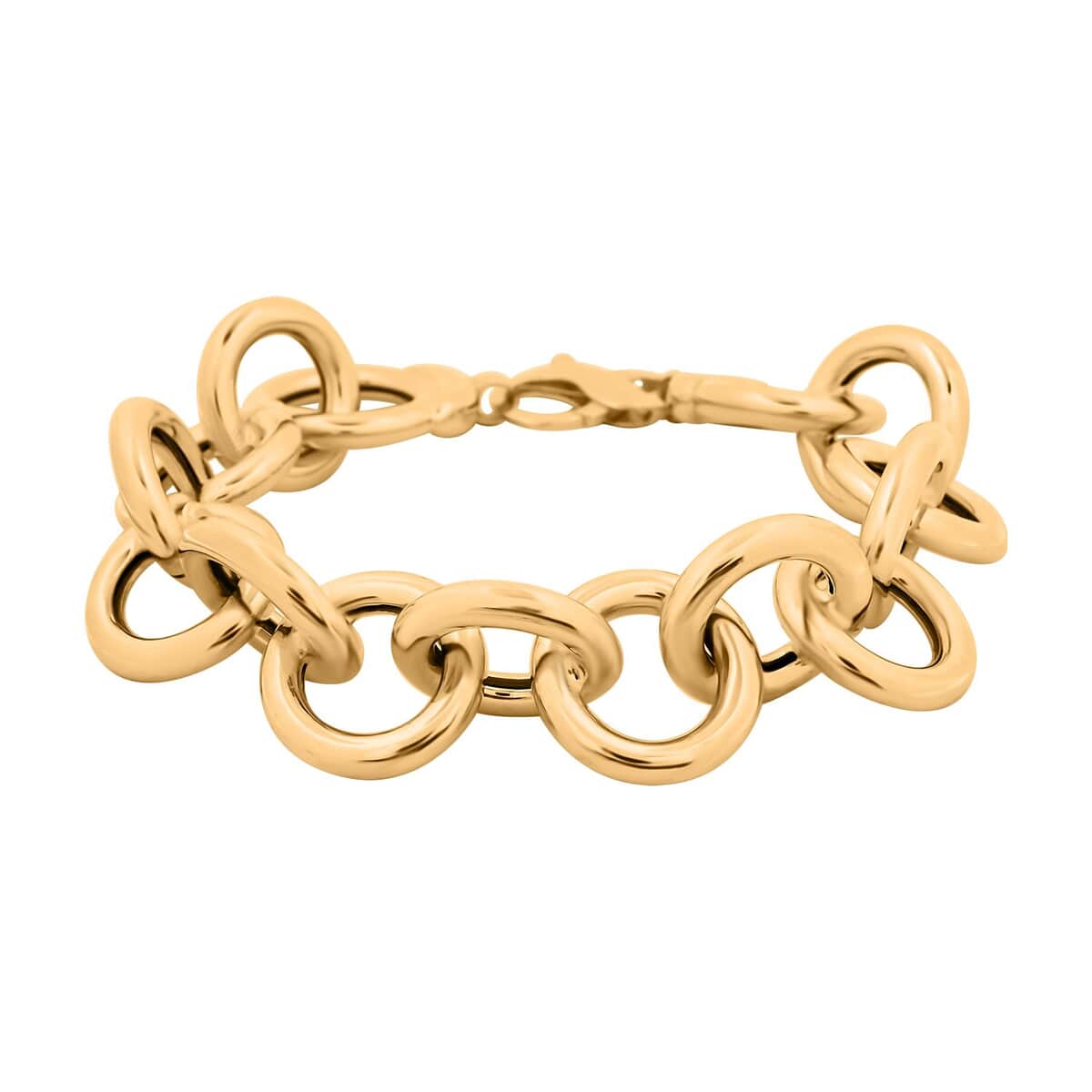 Italian 14K Yellow Gold Over Sterling Silver Round Link Bracelet (7.50 In) 32.90 Grams image number 0