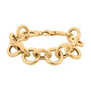 Italian 14K Yellow Gold Over Sterling Silver Round Link Bracelet (7.50 In) 32.90 Grams