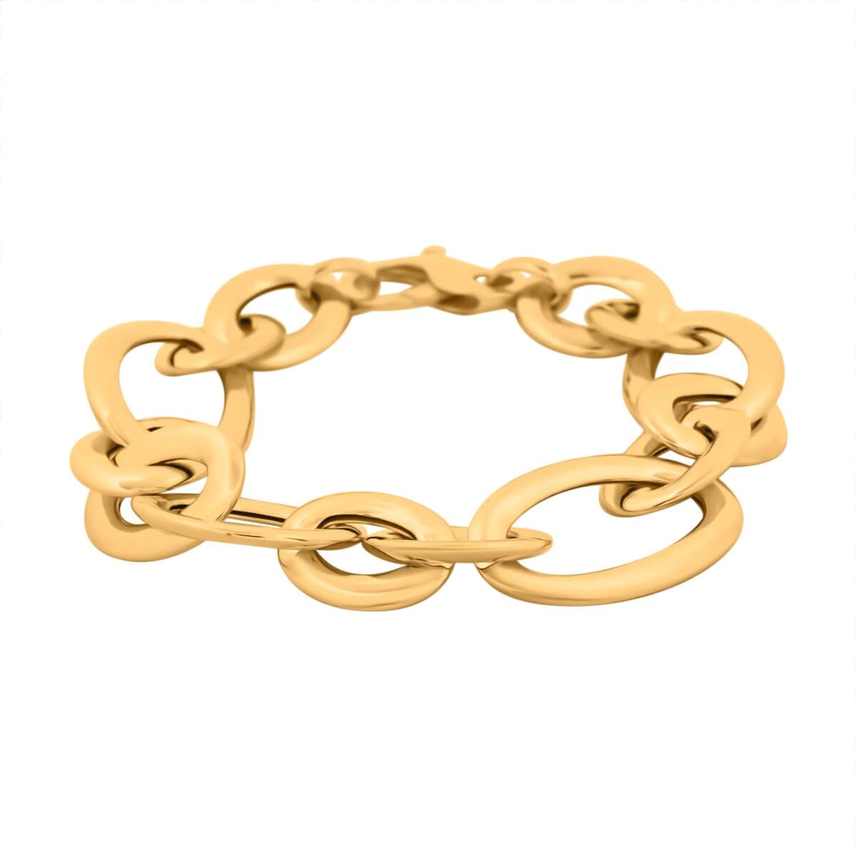 Italian 14K Yellow Gold Over Sterling Silver Oval Link Bracelet (7.50 In) 18.40 Grams image number 0