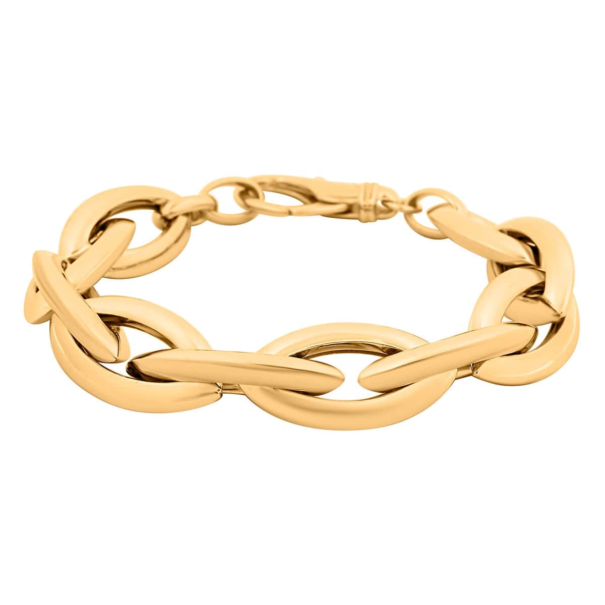 Italian 14K Yellow Gold Over Sterling Silver Link Bracelet (7.50 In) 29.40 Grams image number 0