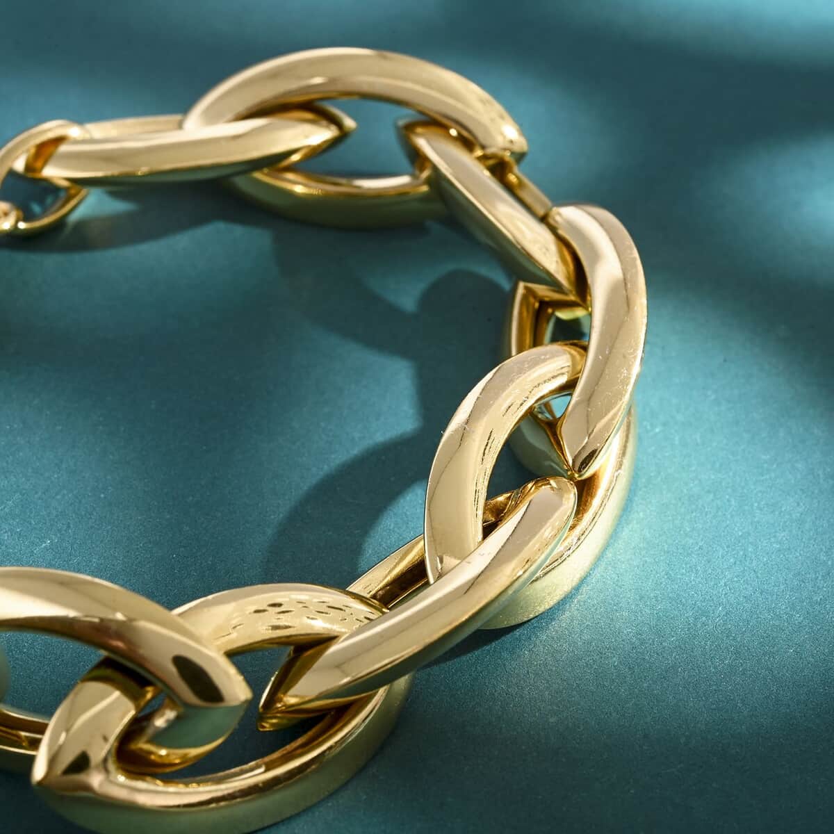 Italian 14K Yellow Gold Over Sterling Silver Link Bracelet (7.50 In) 29.40 Grams image number 1