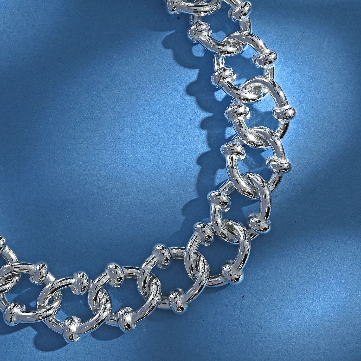 Italian Sterling Silver Fancy Curb Link Bracelet (7.50 In) 19.10 Grams