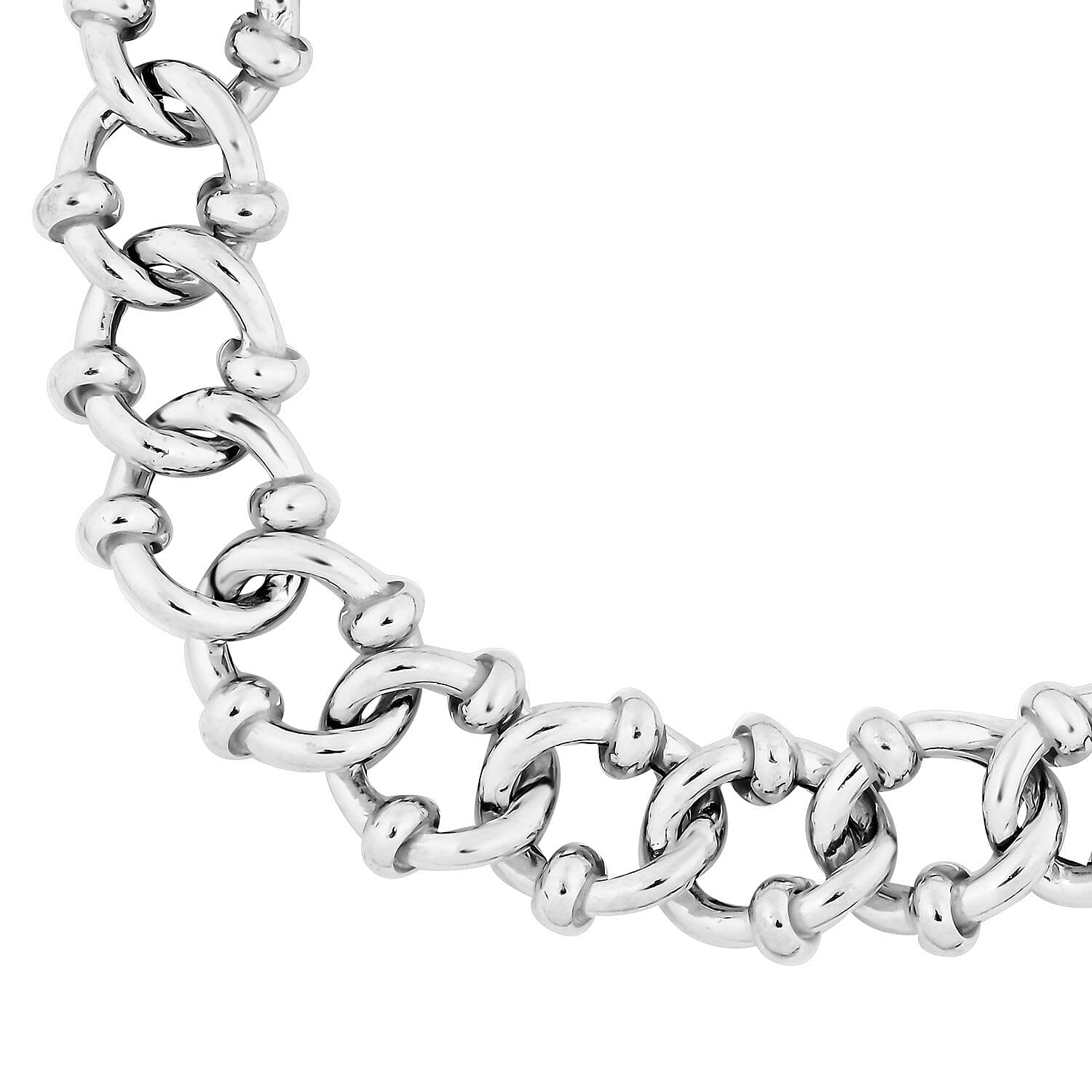 Italian Sterling Silver Fancy Curb Link Bracelet (7.50 In) 19.10 Grams