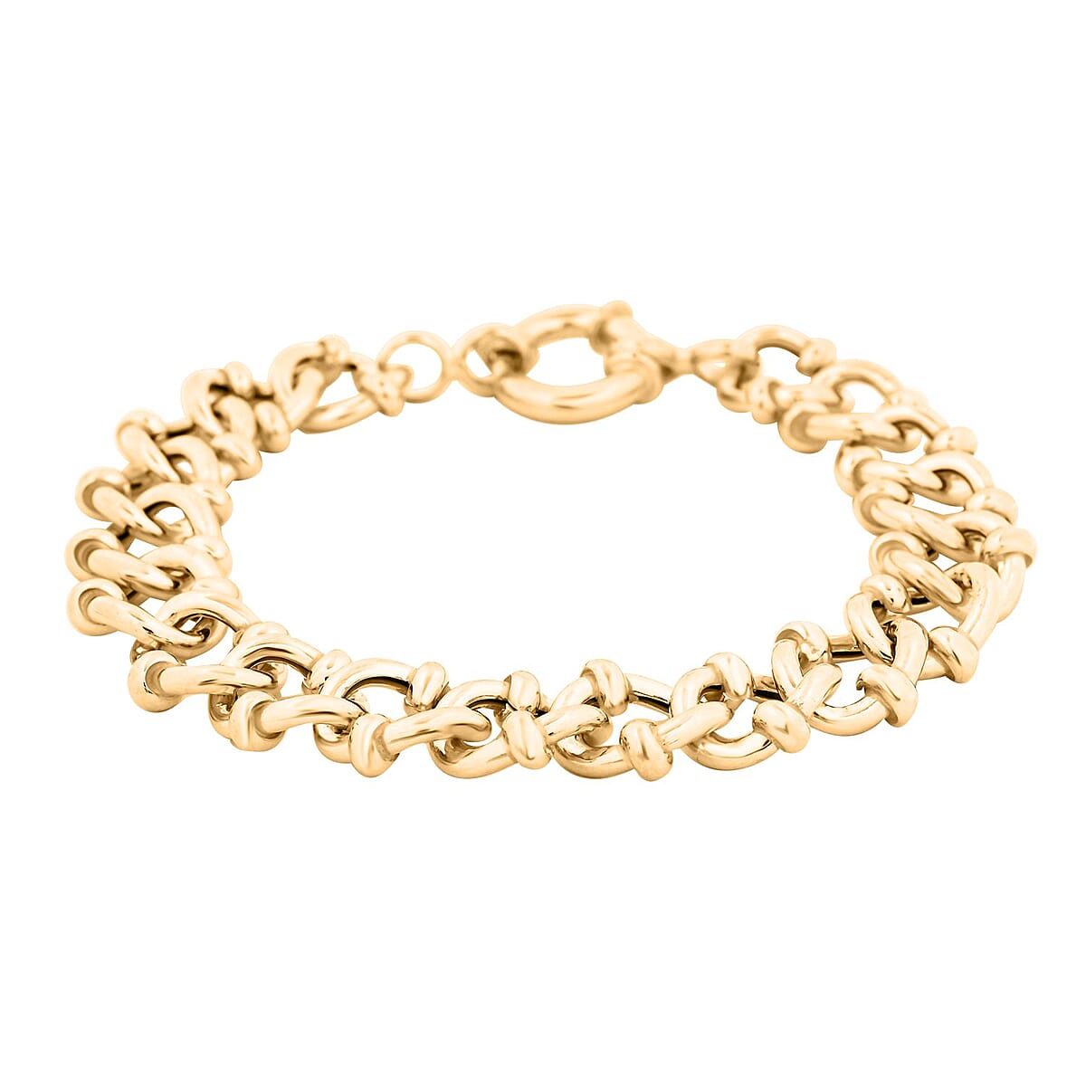 Italian 14K Yellow Gold Over Sterling Silver Fancy Curb Link Bracelet (7.50 In) 18.95 Grams image number 0
