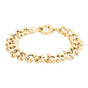 Italian 14K Yellow Gold Over Sterling Silver Fancy Curb Link Bracelet (7.50 In) 18.95 Grams