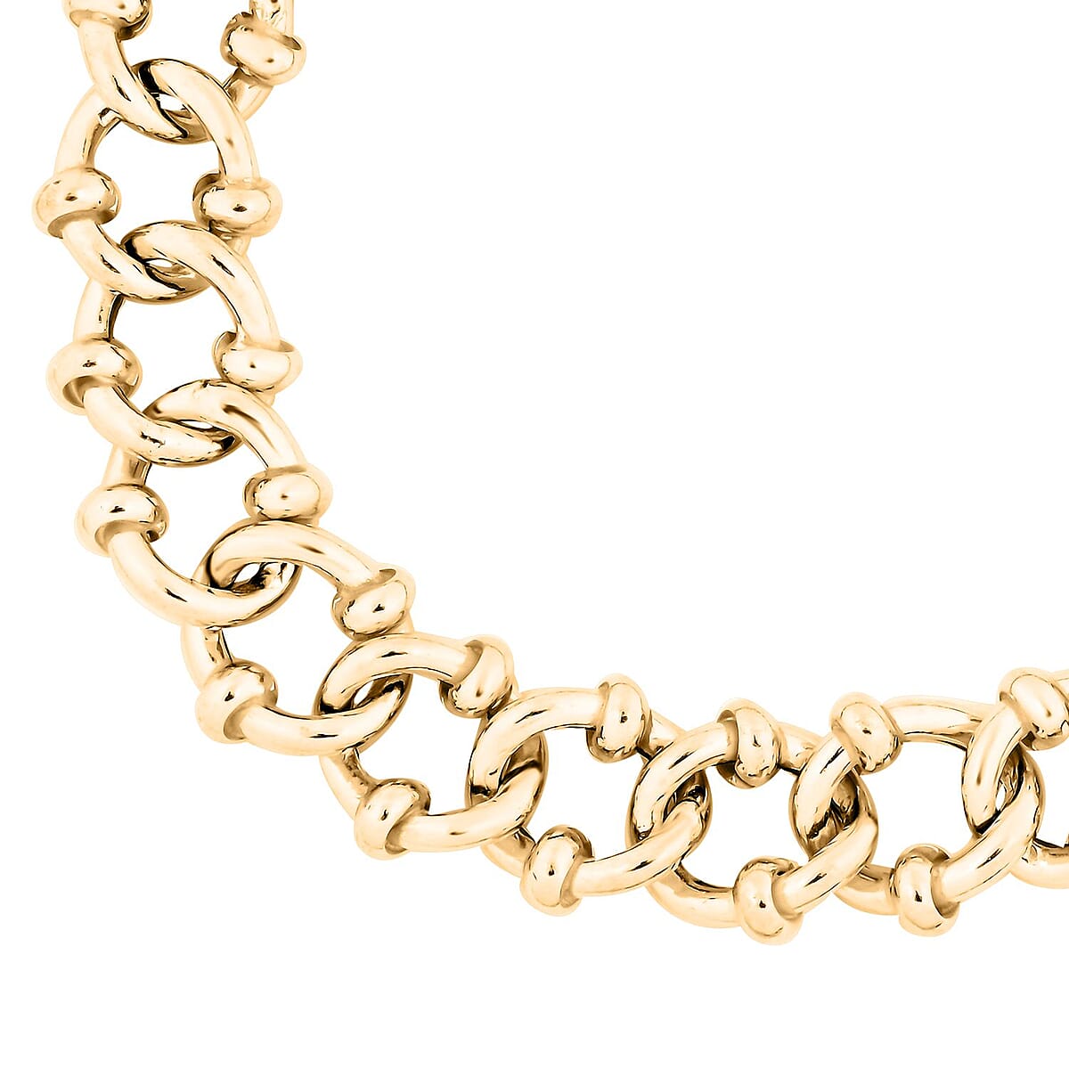 Italian 14K Yellow Gold Over Sterling Silver Fancy Curb Link Bracelet (7.50 In) 18.95 Grams image number 2
