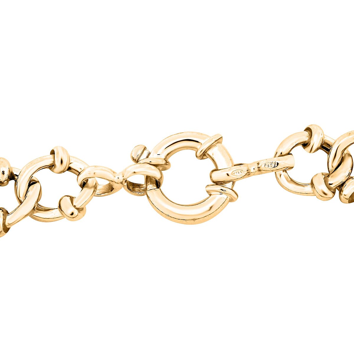 Italian 14K Yellow Gold Over Sterling Silver Fancy Curb Link Bracelet (7.50 In) 18.95 Grams image number 3