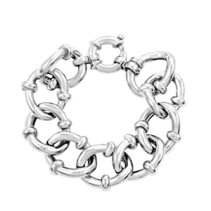 Italian Sterling Silver Fancy Curb Link Bracelet (7.50 In) 49.85 Grams