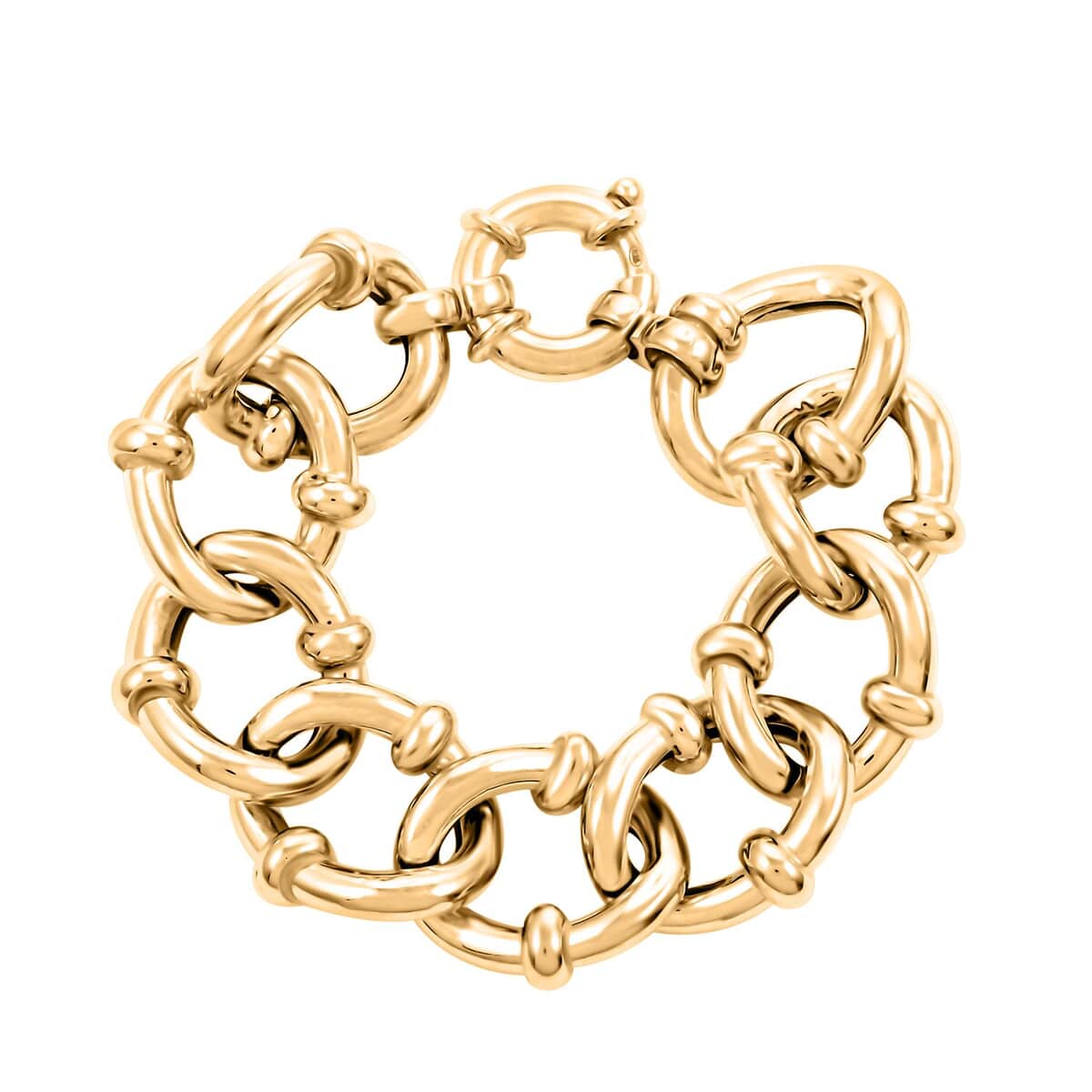 Italian 14K Yellow Gold Over Sterling Silver Fancy Curb Link Bracelet (7.50 In) 49.50 Grams image number 0