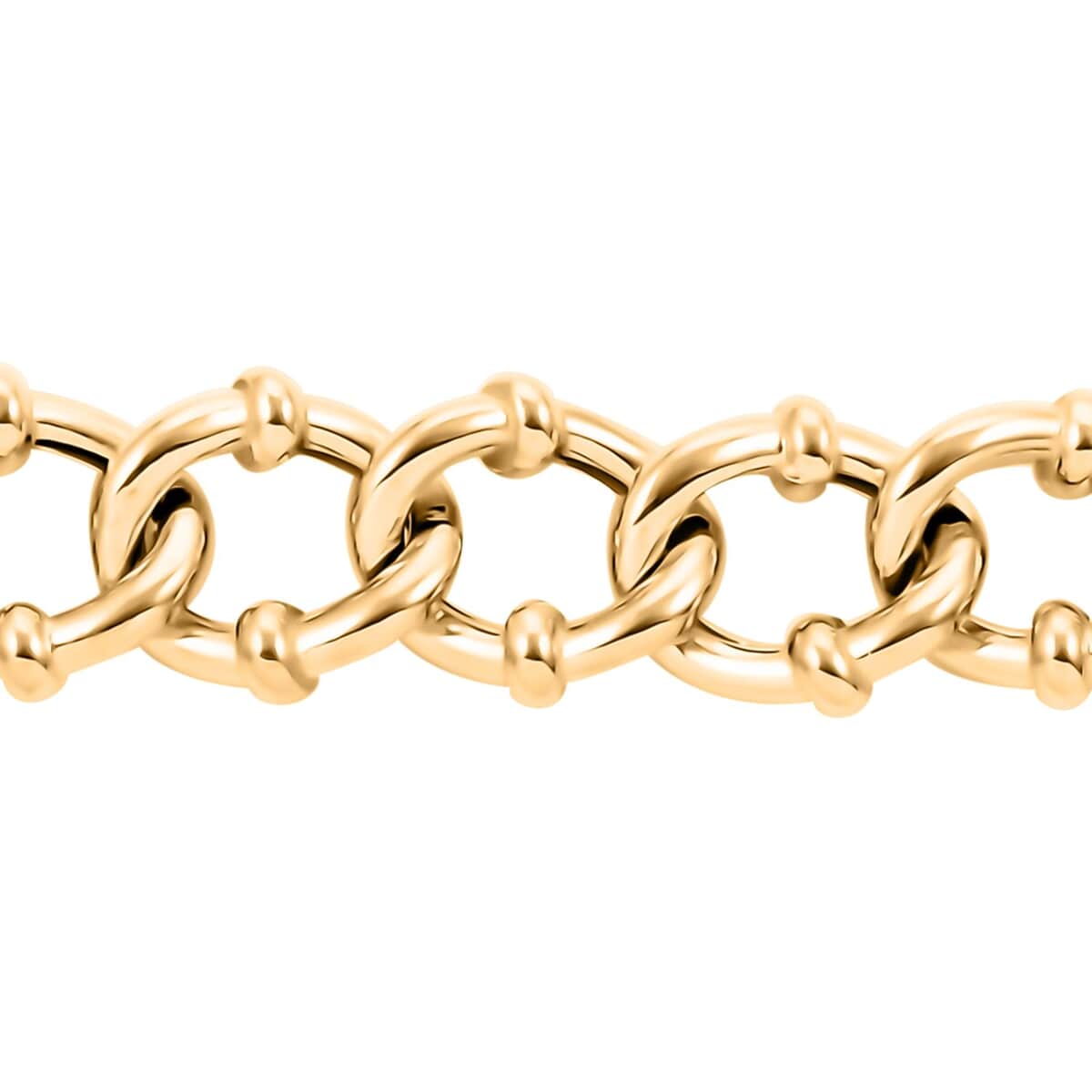 Italian 14K Yellow Gold Over Sterling Silver Fancy Curb Link Bracelet (7.50 In) 49.50 Grams image number 2