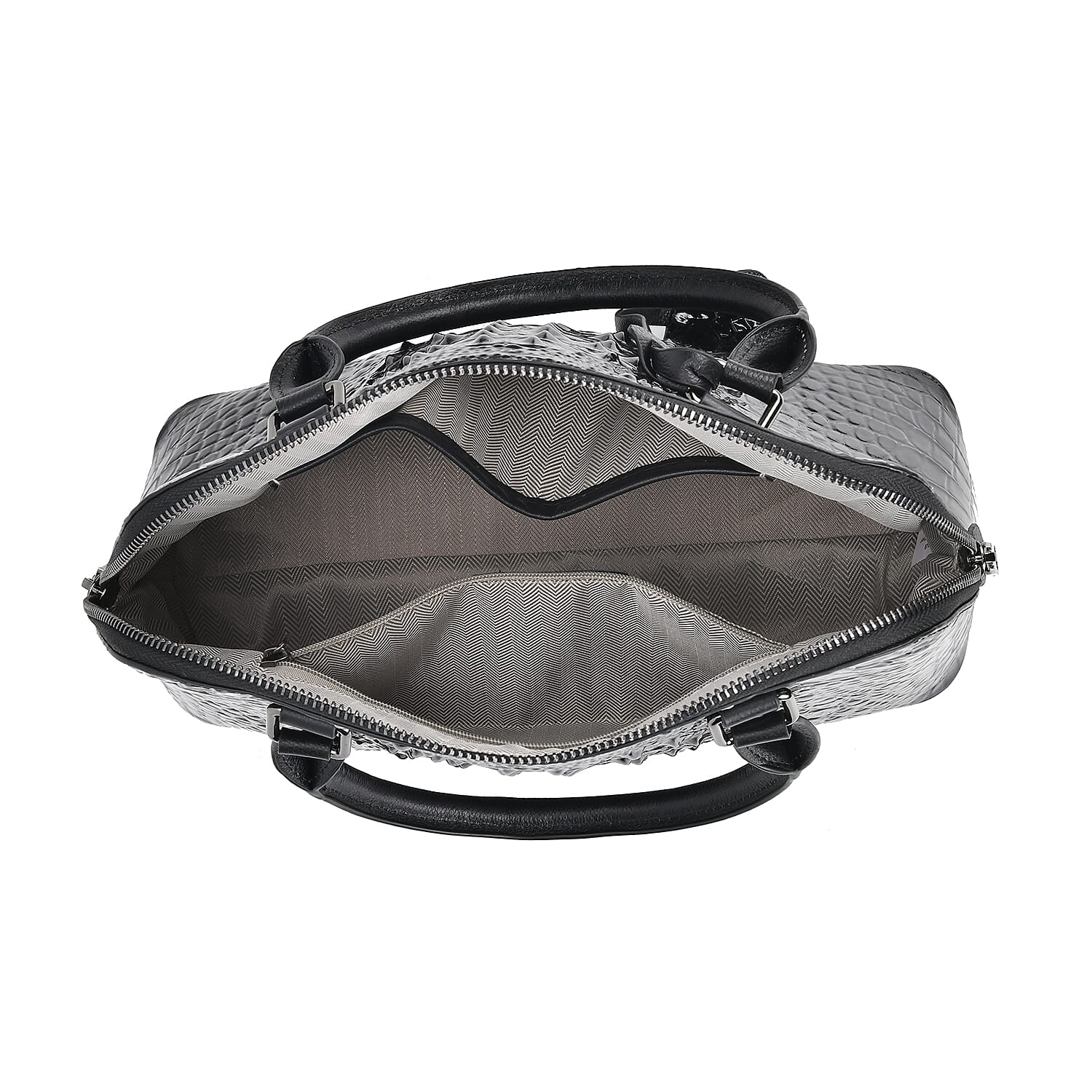 Black Crocodile Embossed Genuine Leather Crossbody Bag with Handle Drop and Shoulder Strap 57