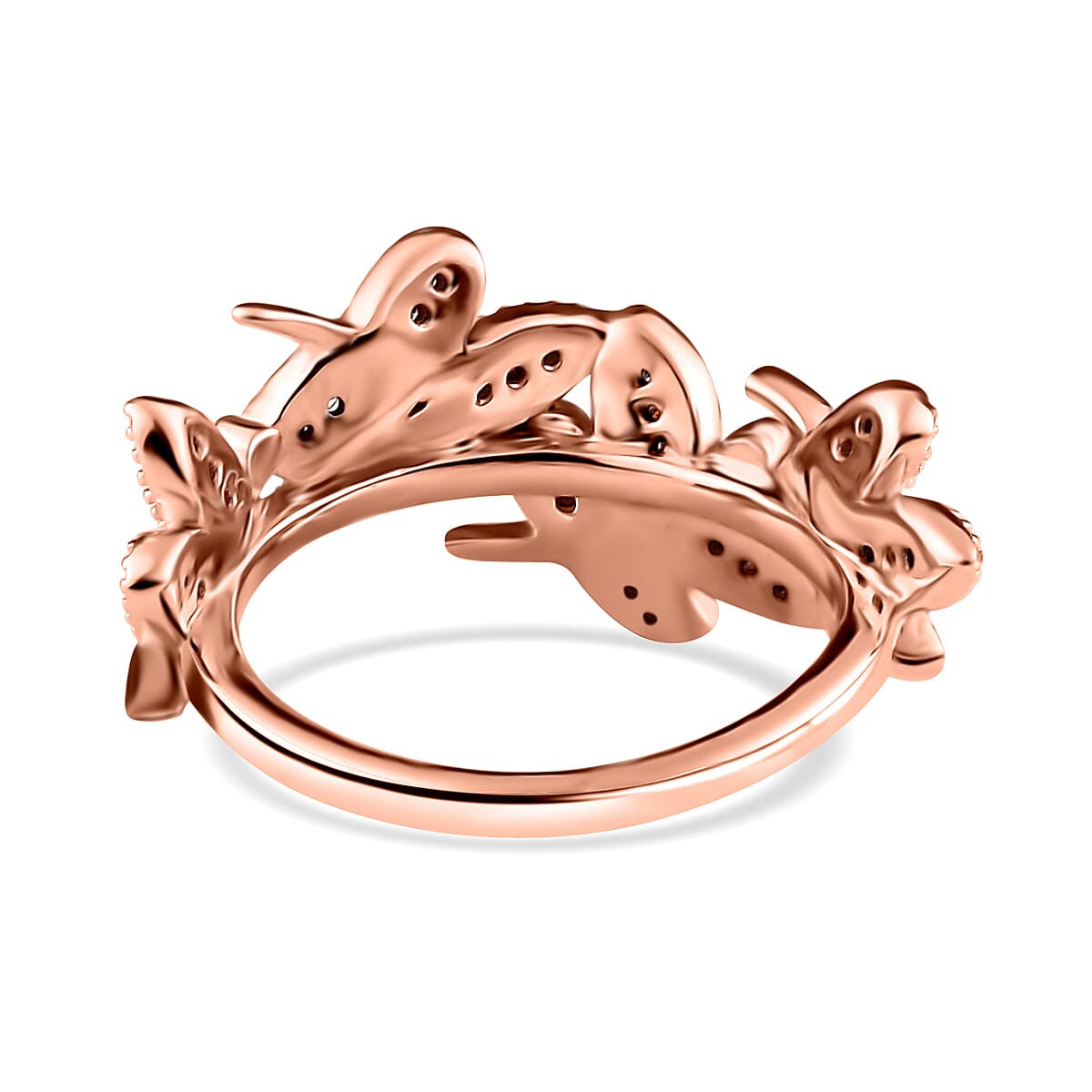 Natural Champagne Diamond Ring in Vermeil Rose Gold Over Sterling Silver (Size 10.0) 0.25 ctw