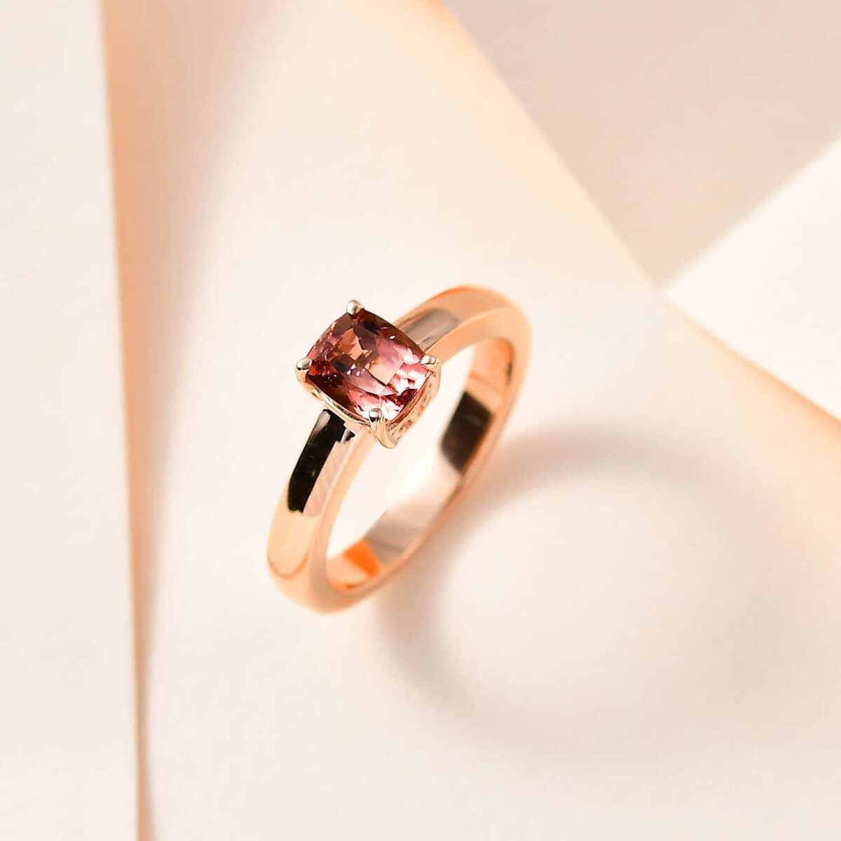 Luxoro 10K Rose Gold Premium Blush Tourmaline Solitaire Ring (Size 6.0) 1.50 ctw image number 1