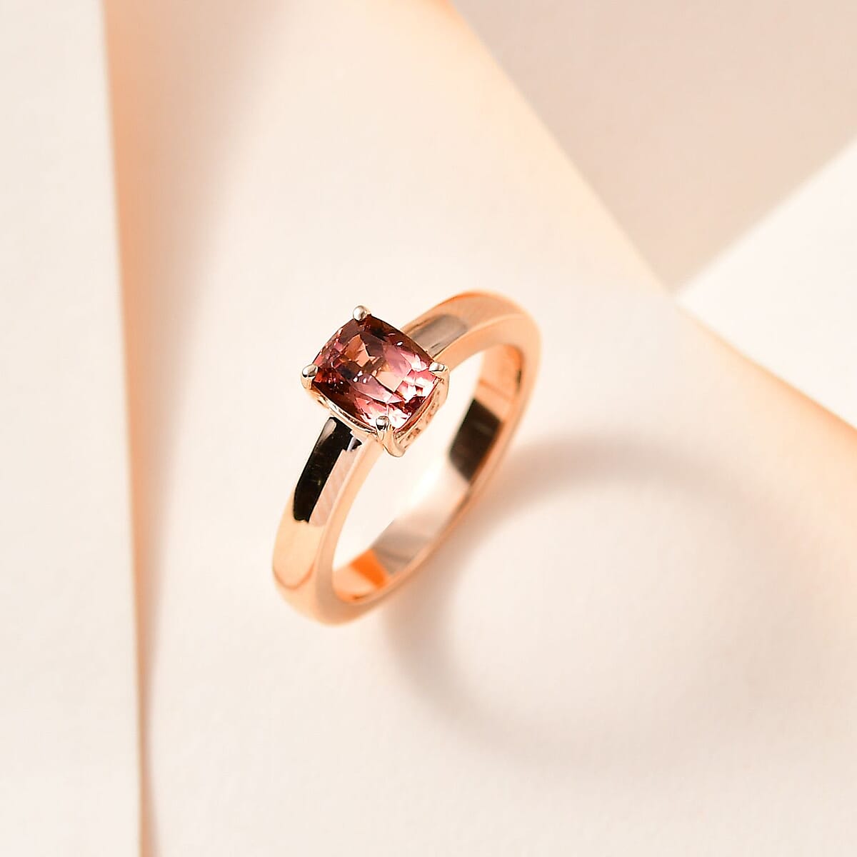 Luxoro 10K Rose Gold Premium Blush Tourmaline Solitaire Ring (Size 7.0) 1.50 ctw image number 1
