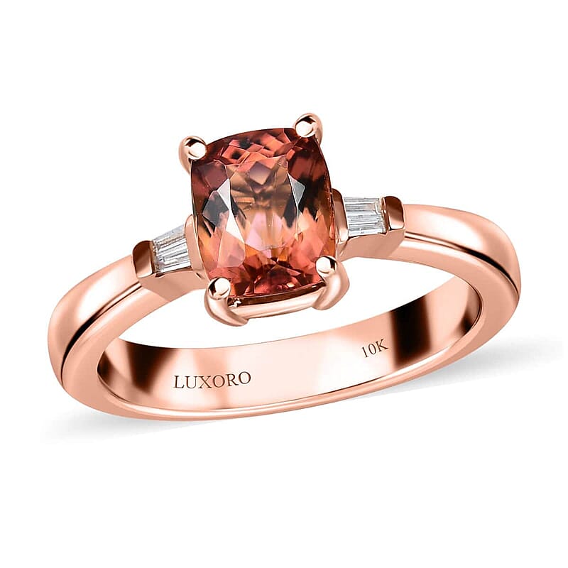 Luxoro 10K Rose Gold Premium Blush Tourmaline and G-H I2 Diamond Ring (Size 10.0) 1.75 ctw