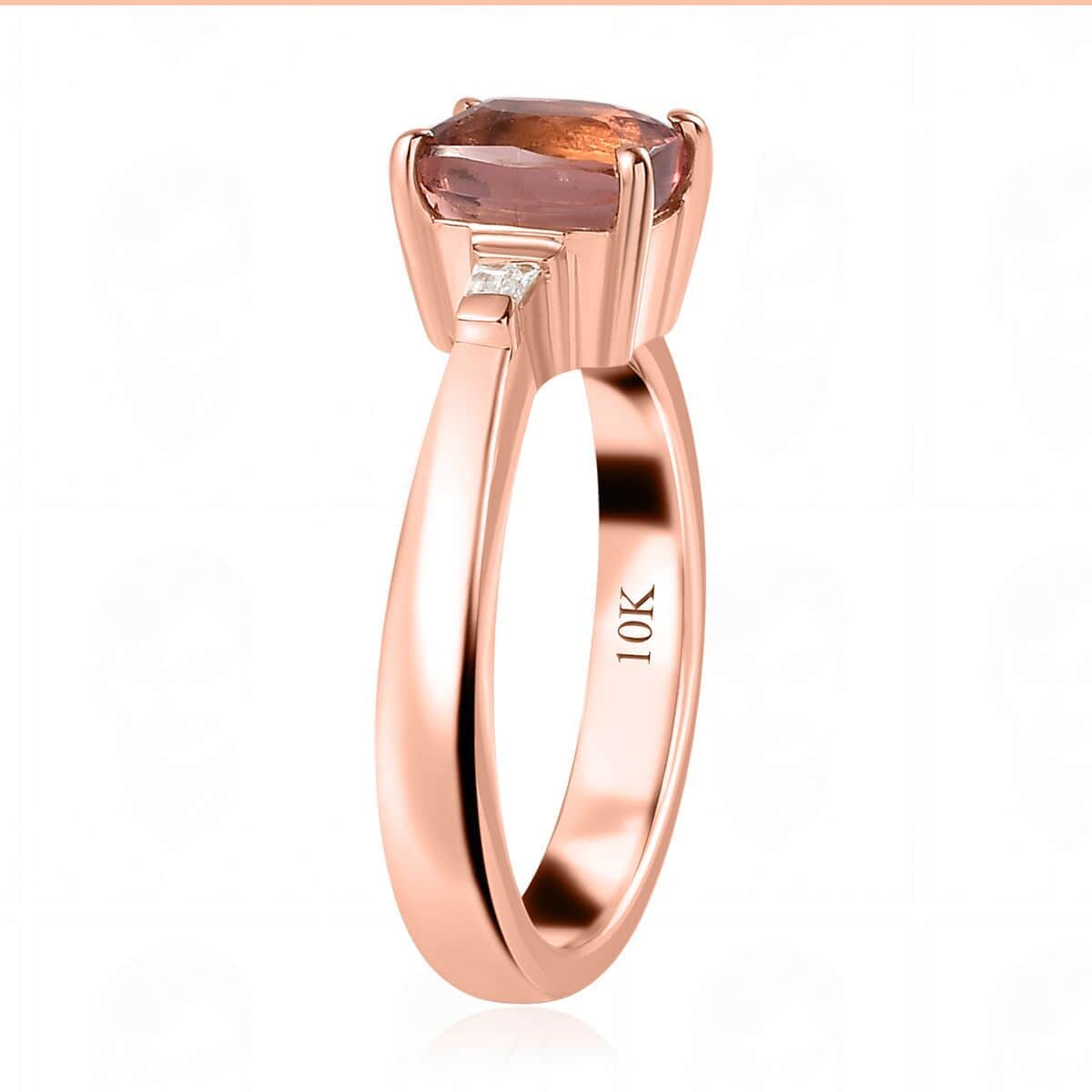 Luxoro 10K Rose Gold Premium Blush Tourmaline and G-H I2 Diamond Ring (Size 10.0) 1.75 ctw image number 3