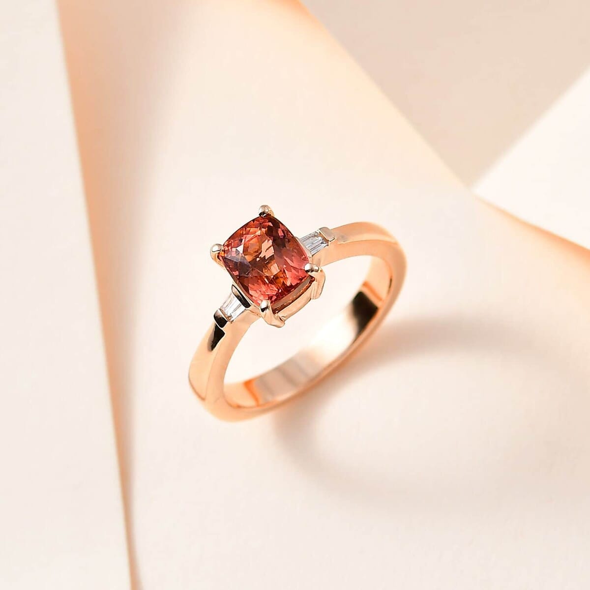 Luxoro 10K Rose Gold Premium Blush Tourmaline and G-H I2 Diamond Ring (Size 7.0) 1.75 ctw image number 1