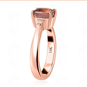 Luxoro 10K Rose Gold Premium Blush Tourmaline and G-H I2 Diamond Ring (Size 7.5) 1.75 ctw