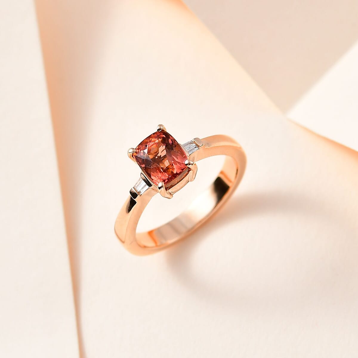 Luxoro 10K Rose Gold Premium Blush Tourmaline and G-H I2 Diamond Ring (Size 9.0) 1.75 ctw image number 1