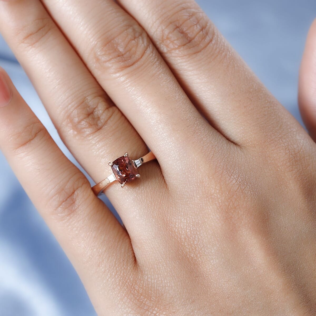 Luxoro 10K Rose Gold Premium Blush Tourmaline and G-H I2 Diamond Ring (Size 9.0) 1.75 ctw image number 2