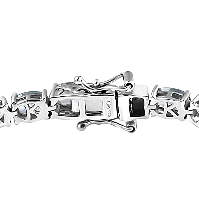 Aqua Kyanite Tennis Bracelet in Platinum Over Sterling Silver (6.50 In) 15.30 ctw