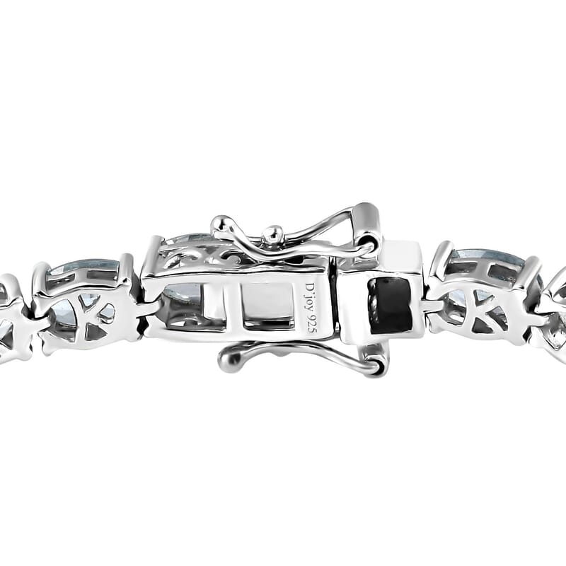 Aqua Kyanite Tennis Bracelet in Platinum Over Sterling Silver (6.50 In) 15.30 ctw