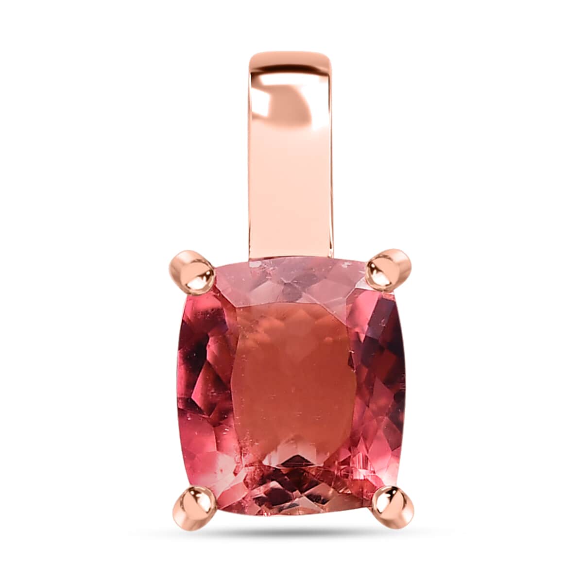 Premium Blush Tourmaline Solitaire Pendant in Vermeil Rose Gold Over Sterling Silver 1.35 ctw image number 0