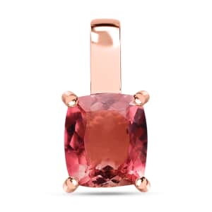 Premium Blush Tourmaline Solitaire Pendant in Vermeil Rose Gold Over Sterling Silver 1.35 ctw